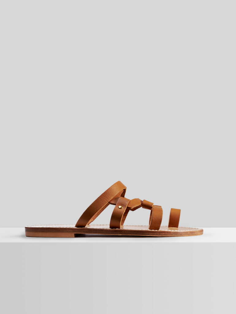 LYMPIA SANDAL IN TRIOMPHE MACCRAMÃ‰ COTTON & CALFSKIN OFF WHITE / NAVY